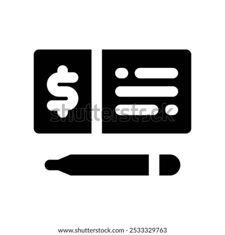 bank check icon. vector glyph icon for your website, mobile, presentation, and logo design.