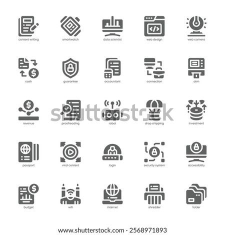 Digital Nomad Icon pack for your website, mobile, presentation, and logo design. Digital Nomad Icon glyph design. Vector graphics illustration and editable stroke.