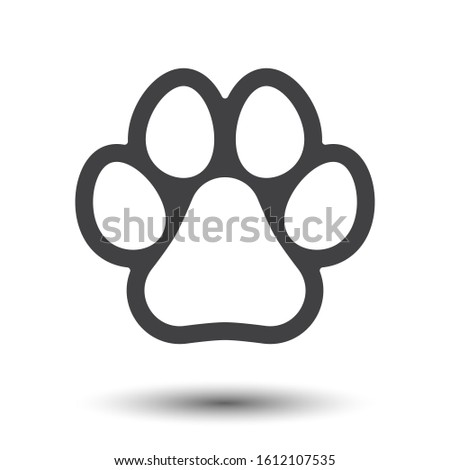 Animal paw print line icon. Dog or cat paw print. Pet footprint sign. Dog track icon. Flat vector illustration