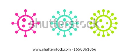 Colored vibrant virus icons. Circle virus icons, symbols. Coronavirus, COVID 19, 2019-ncov signs. Vector illustration.