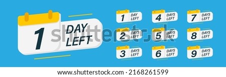 Days countdown banner. Web banner with calendar, numbers and days left text. Set of calendar icon. Last minute offer or sale countdown banner. Promotion sale banner. Days count. Vector illustration