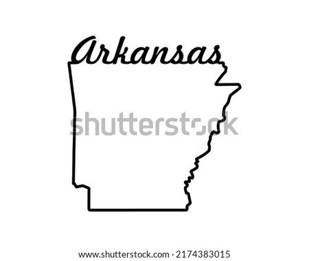 Arkansas state map. US state map. Arkansas outline symbol. Retro typography. Vector illustration