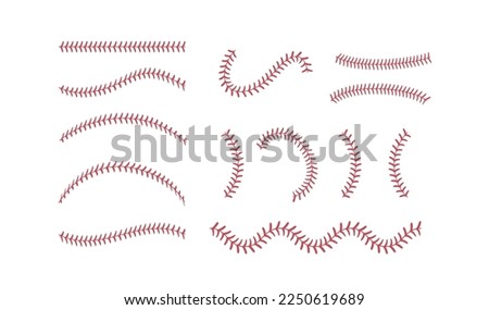 Softball laces set. Baseball ball stripes. Softball Stitches. Vector illustration