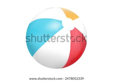 Realistic beach ball on isolated background. Inflatable ball for beach and water games. Vector illustration