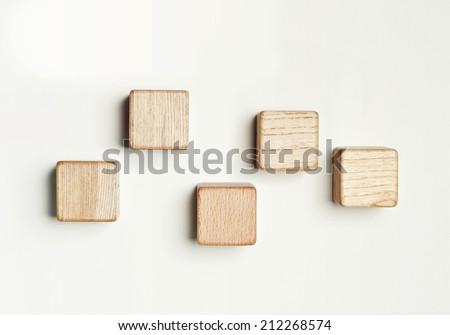 Five wood blocks in the white background. Stock foto © 