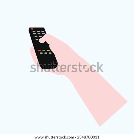hand holds a remote control on white background