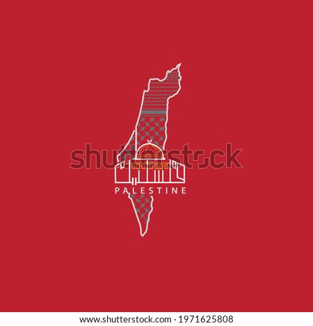 Palestine and quids and map typography Arabic vector 