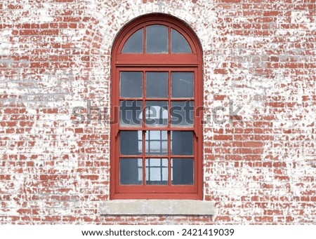 Similar – Image, Stock Photo Red brick facade with downpipe, door and ladder