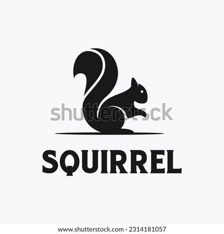 squirrel black and white vintage logo design template