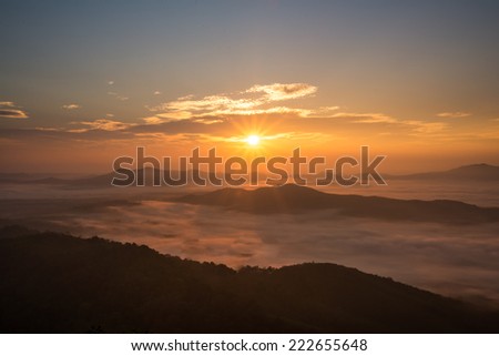 Mountain,fog and light