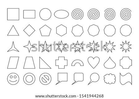 Basic Shapes Design Elements Vector Icons Set isolated on white background