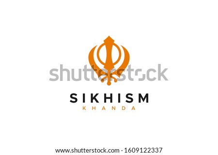 Religious Symbol Sikhism Khanda isolated on white background. Flat Vector Icon Design Template Element