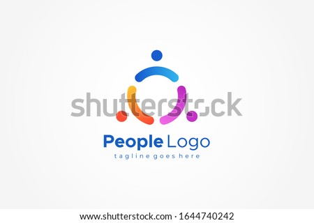 Triangle Rounded People Logo. Flat Vector Logo Design Template Element