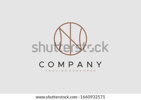 Circular Line Letter N Logo isolated on Grey Background. Flat Vector Logo Design Template Element. Foto stock © 