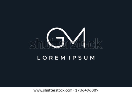 Initial Letter G and M Line Linked Logo isolated on Dark Background. Flat Vector Logo Design Template Element. Stok fotoğraf © 