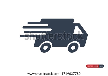 Fast Shipping Delivery Truck Icon isolated on White Background. Usable for Apps, Websites and Business Resources. Flat Vector Icon Design Template Element.