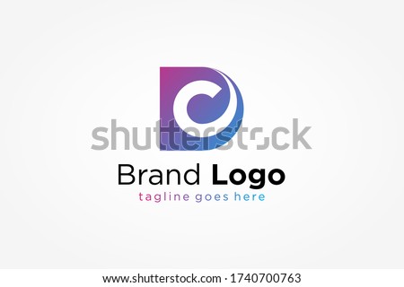 Abstract Initial Letter D and C Logo. Purple Blue Gradient Shape with Negative Space C Letter inside. Usable for Business and Technology Logos. Flat Vector Logo Design Template Element.