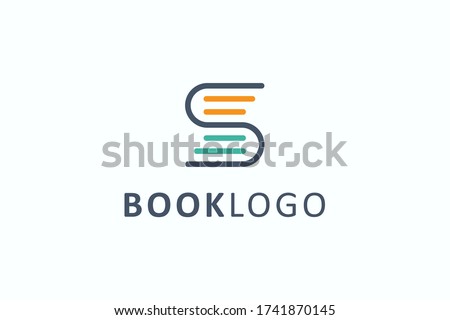 Book Logo Education Symbol. Geometric Linear Rounded Style Initial Letter S isolated on White Background. Flat Vector Logo Design Template Element.