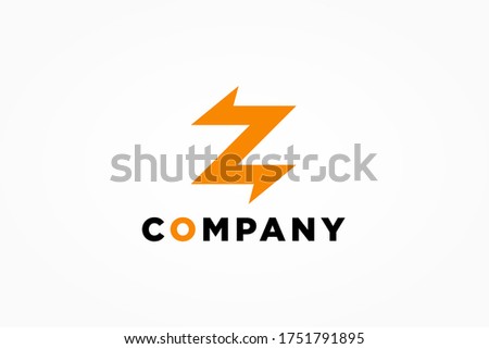 Abstract Initial Letter Z Logo. Yellow Flash Thunderbolt Icon isolated on White Background. Usable for Business and Electric Logos. Flat Vector Logo Design Template Element.