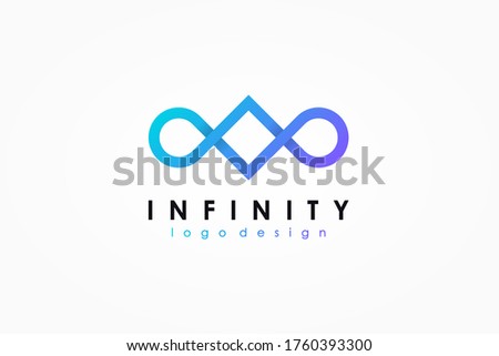 Infinity Logo. Blue and Purple Geometric Square and Circle Line Style Combination isolated on White Background. Usable for Business and Technology Logos. Flat Vector Logo Design Template Element.