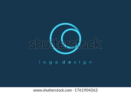 Abstract Initial Letter O Logo. Blue Circular Rounded Line Infinity Style isolated on Blue Background. Usable for Business and Technology Logos. Flat Vector Logo Design Template Element.