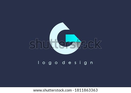 Initial Letter G Logo. White and Blue Circle Shape Origami Style isolated on Blue Background. Usable for Business and Branding Logos. Flat Vector Logo Design Template Element. Stock fotó © 