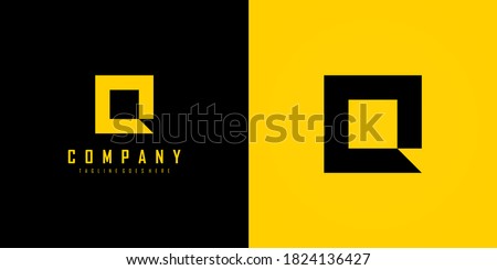 Simple Initial Letter Q Logo. Yellow and Black Geometric Square Shape isolated on Double Background. Usable for Business and Branding Logos. Flat Vector Logo Design Template element