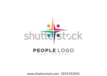 Abstract People Logo. Colorful Geometric Shapes Starburst Icon Human Icon isolated on White Background. Flat Vector Logo Design Template Element.