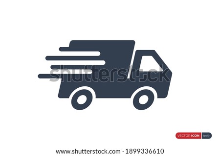 Simple Fast Shipping Delivery Truck Icon isolated on White Background. Usable for Apps, Websites and Business Resources. Flat Vector Icon Design Template Element.