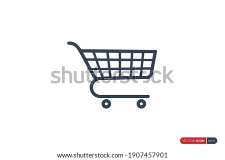 Shopping Cart Icon Line isolated on White Background. Flat Vector Illustration Usable for Web and Mobile Apps. Shopping Trolley Vector Icon Design Template Element.