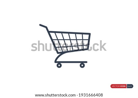 Simple Shopping Cart Icon Line isolated on White Background. Flat Vector Illustration Usable for Web and Mobile Apps. Shopping Trolley Vector Icon Design Template Element.