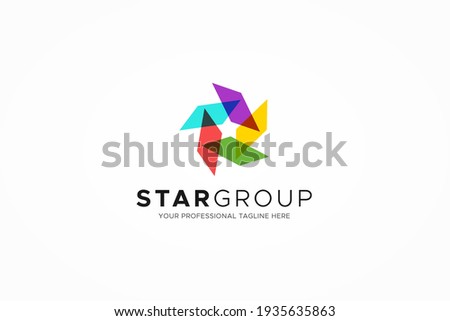 Abstract Five Star Logo. Colorful Geometric Shape Star Icon Origami Style isolated on White Background. Usable for Business and Technology Logos. Flat Vector Logo Design Template Element.