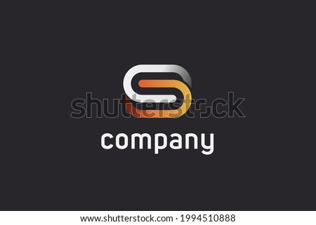 Initial Letter S Logo. Square Rounded Line Infinity Style with Negative Space isolated on Black Background. Usable for Business and Technology Logos. Flat Vector Logo Design Template Element.
