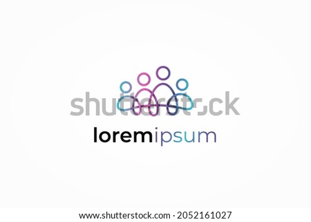 Connecting People Logo. Colorful Rounded Line Linked Human Icon Pulse Wave Infinity Style isolated on White Background. Usable for Teamwork and Family Logos. Flat Vector Logo Design Template Element.