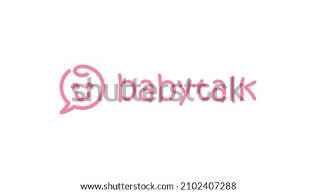 Baby Talk Logo. Baby Smile with Speech Bubble Combination isolated on White Background. Flat Line Vector Logo Design Template Element.