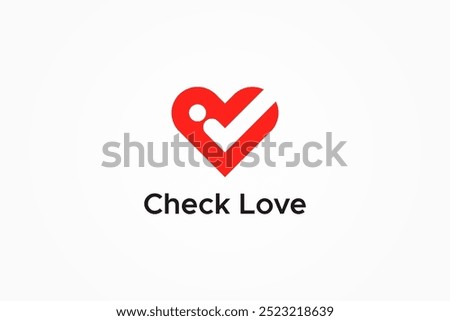 Human Love Logo. Heart With Negative Space People And Check Mark Isolated On White Background. Flat Vector Logo Design Template Element Usable For Humanity Logos.