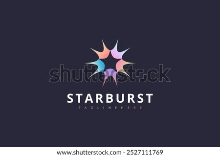 Starburst Logo. Colorful Bursts With Negative Space Star Inside Isolated On Dark Background. Flat Vector Logo Design Template Element Usable For Branding Logos.