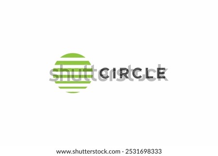 Abstract Circle Logo. Green Circle Shape Combined With Stripped Lines Isolated On White Background. Flat Vector Logo Design Template Element Usable For Business and Technology Logos.