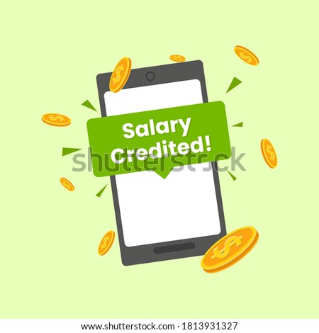 Salary Credited Money Employment Phone Message Dollars Graphic Vector