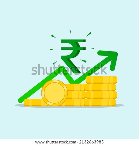 Rupees Indian currency growth money investment finance debt income design vector