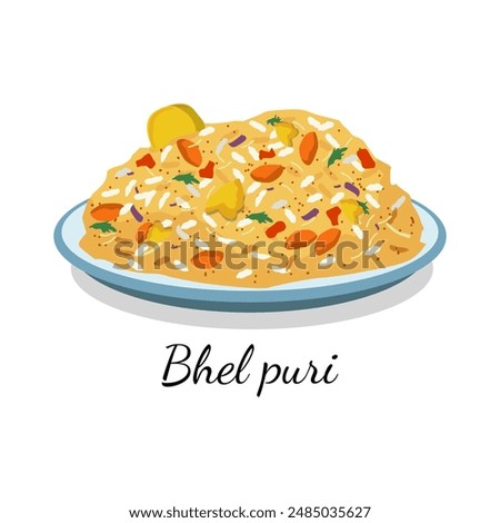 Bhel puri indian snacks delicious tasty art illustration design vector