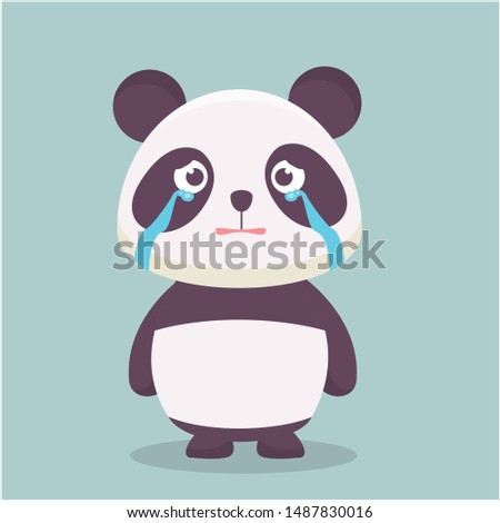 cute panda with a crying expression vector illustration