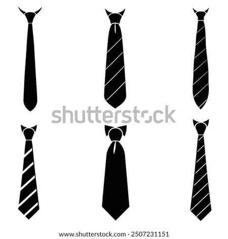 vector tie black silhouette vector set design