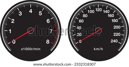 Speedometer and tachometer vector illustration material