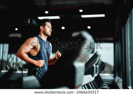 Similar – Image, Stock Photo A man exercising on the rooftop using jumping rope during the lockdown