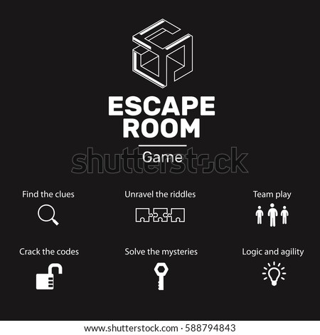 Logo and icons for quest escape room game.