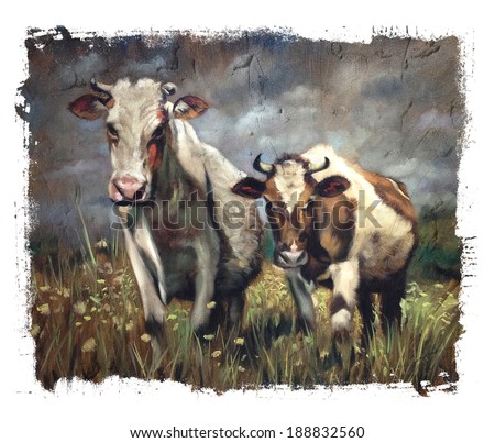 Cows Vintage Torn Edges