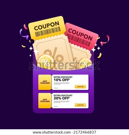 Gift voucher coupon pop up banner design template for marketing or promotion program vector design