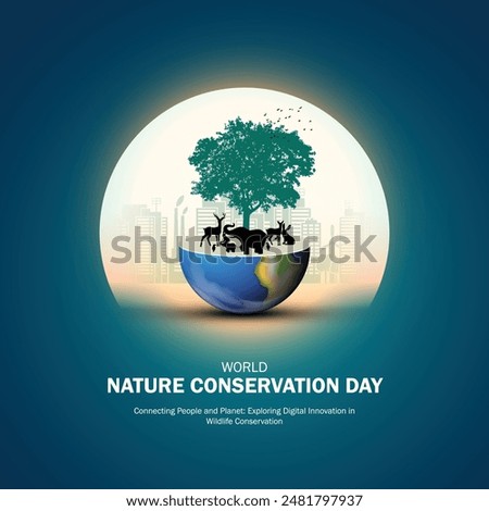 world nature conservation day creative concept poster, social media post, banner, template, post card, background etc. Nature conservation day idea. 