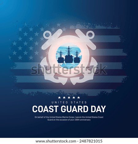 U.S. Coast Guard Day creative banner, poster, social media post, template, background, logo, greetings card, t-shirt design etc. 